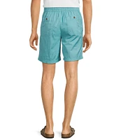 Caribbean Solid Texture 8#double; Inseam Linen Blend Shorts