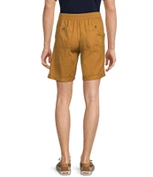 Caribbean Solid Texture 8#double; Inseam Linen Blend Shorts