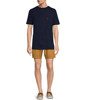 Caribbean Solid Texture 8#double; Inseam Linen Blend Shorts