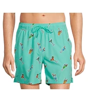 Caribbean Summer Drinks 6#double; Inseam Swim Trunks