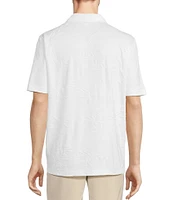 Caribbean Textured Floral Jacquard Short Sleeve Polo Shirt