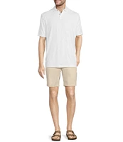 Caribbean Textured Floral Jacquard Short Sleeve Polo Shirt