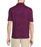 Caribbean Textured Floral Jacquard Short Sleeve Polo Shirt