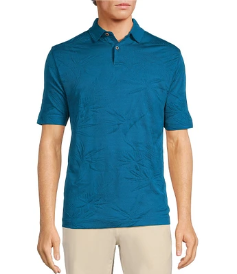 Caribbean Textured Floral Jacquard Short Sleeve Polo Shirt