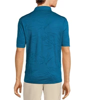 Caribbean Textured Floral Jacquard Short Sleeve Polo Shirt