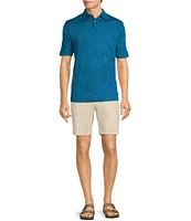 Caribbean Textured Floral Jacquard Short Sleeve Polo Shirt