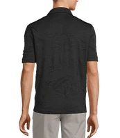 Caribbean Textured Floral Jacquard Short Sleeve Polo Shirt