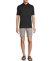 Caribbean Textured Floral Jacquard Short Sleeve Polo Shirt