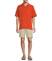 Caribbean Textured Short Sleeve Woven Shirt