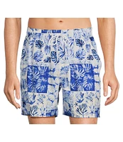 Caribbean Tropical Patchwork 6#double; Inseam Swim Trunks