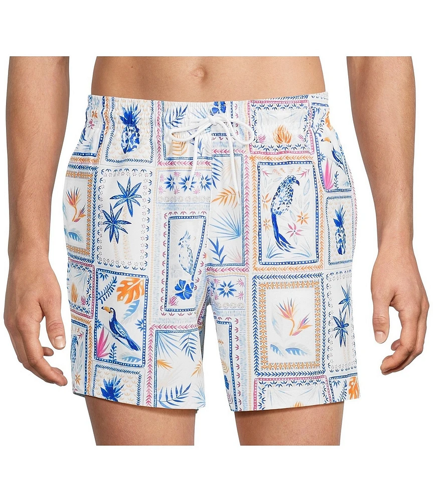 Caribbean Watercolor Collage 6#double; Swim Trunks