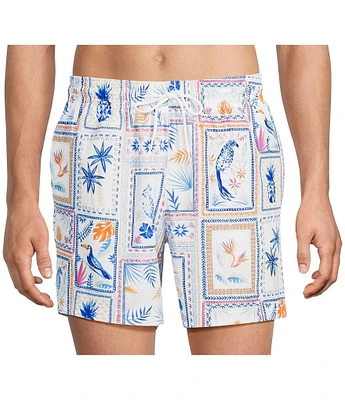 Caribbean Watercolor Collage 6#double; Swim Trunks