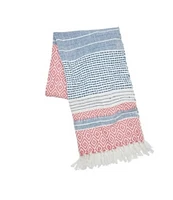 carol & frank Berkley Hand-Woven Diamond Pattern Mixed Media Cotton Throw Blanket