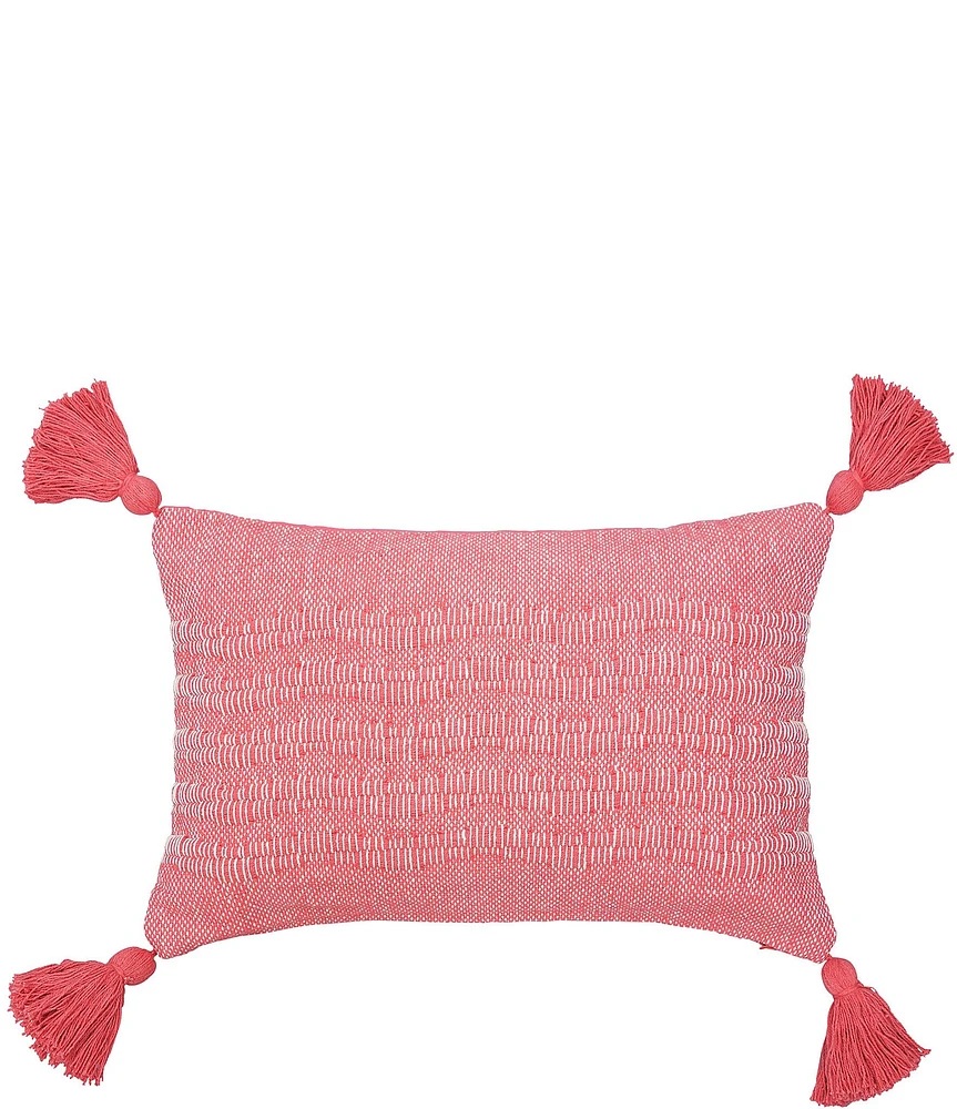 carol & frank Hodges Tassel Woven Cotton Rectangle Throw Pillow