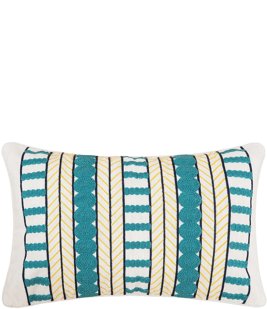 carol & frank Marti Embroidered Retro-Inspired Striped Mixed Media Decorative Pillow