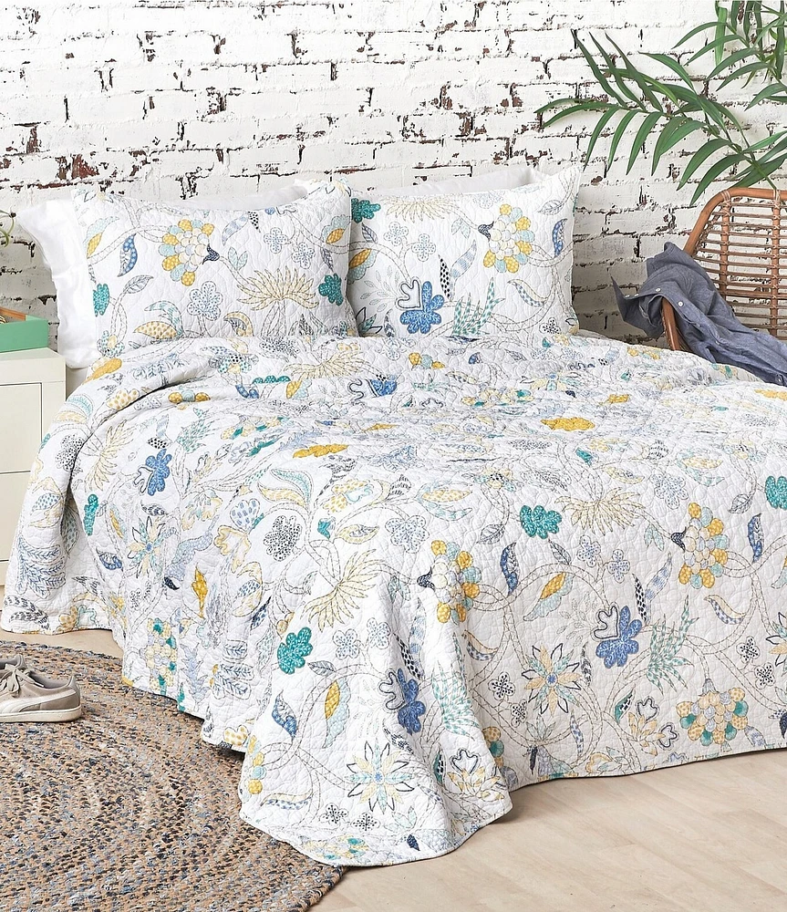 carol & frank Brie Floral Embroidered Quilt