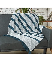 carol & frank Chandler Ringspun Cotton Yarn Striped Throw Blanket