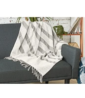 carol & frank Chandler Ringspun Cotton Yarn Striped Throw Blanket