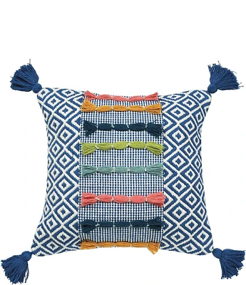 carol & frank Ciara Southwestern Geometric Pattern Tufted Yarn Tassel Decorative Pillow