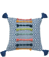 carol & frank Ciara Southwestern Geometric Pattern Tufted Yarn Tassel Decorative Pillow