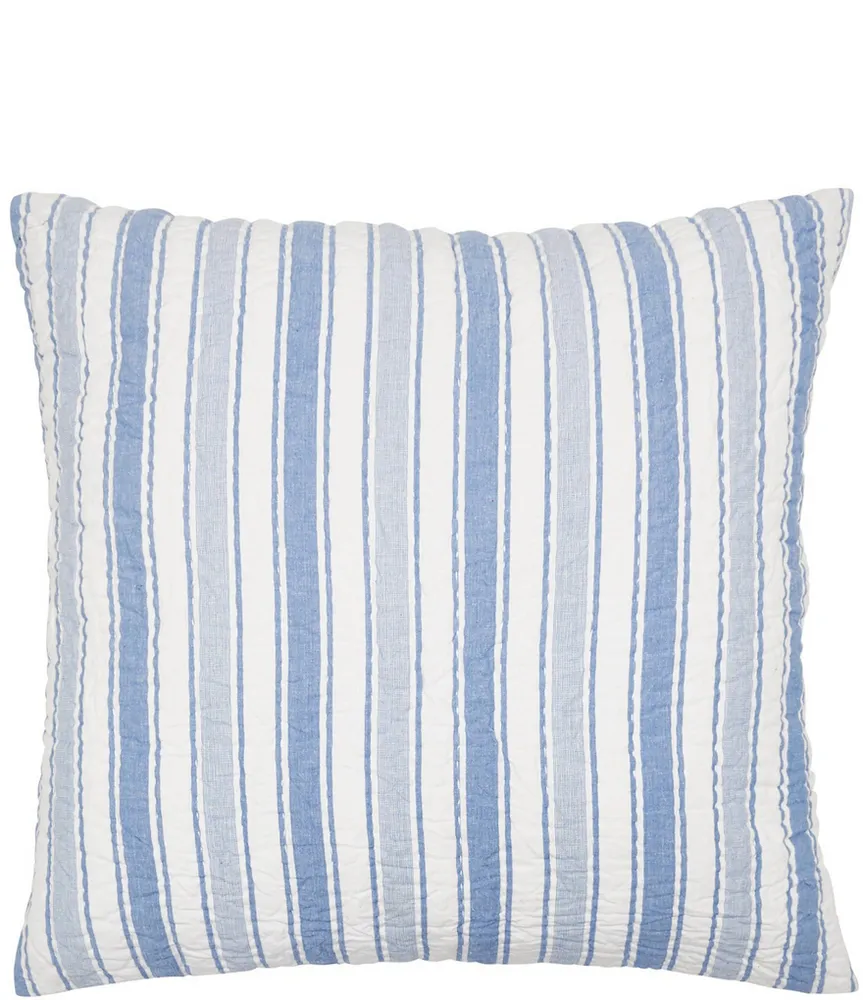 carol & frank Garrett Yarn-Dyed Blue and White Striped Euro Sham