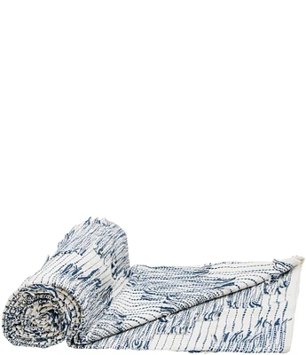 carol & frank Griffin Jacquard Woven Cotton Slub Interwoven Frayed Distressed Throw Blanket