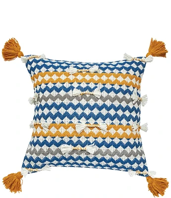 carol & frank Jensen Chevron Zig Zag Tassel Decorative Throw Pillow