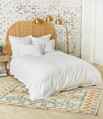 carol & frank Keller Woven Rattan-Inspired Textured Vertical Stripe Duvet Cover