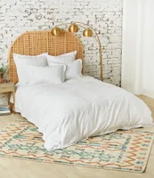 carol & frank Keller Woven Rattan-Inspired Textured Vertical Stripe Duvet Cover