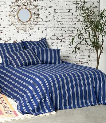 carol & frank Perry Indigo Stripe Duvet Cover