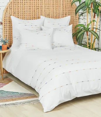 carol & frank Raina Embroidered Ombre Dyed Slub Yarn Duvet Cover