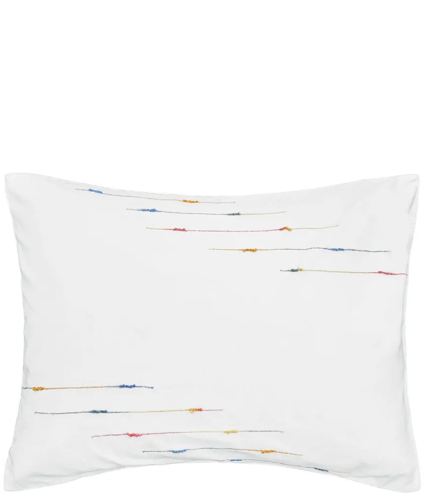 carol & frank Raina Ombre-Dyed Rainbow Slub Yarn Embroidered Throw Pillow