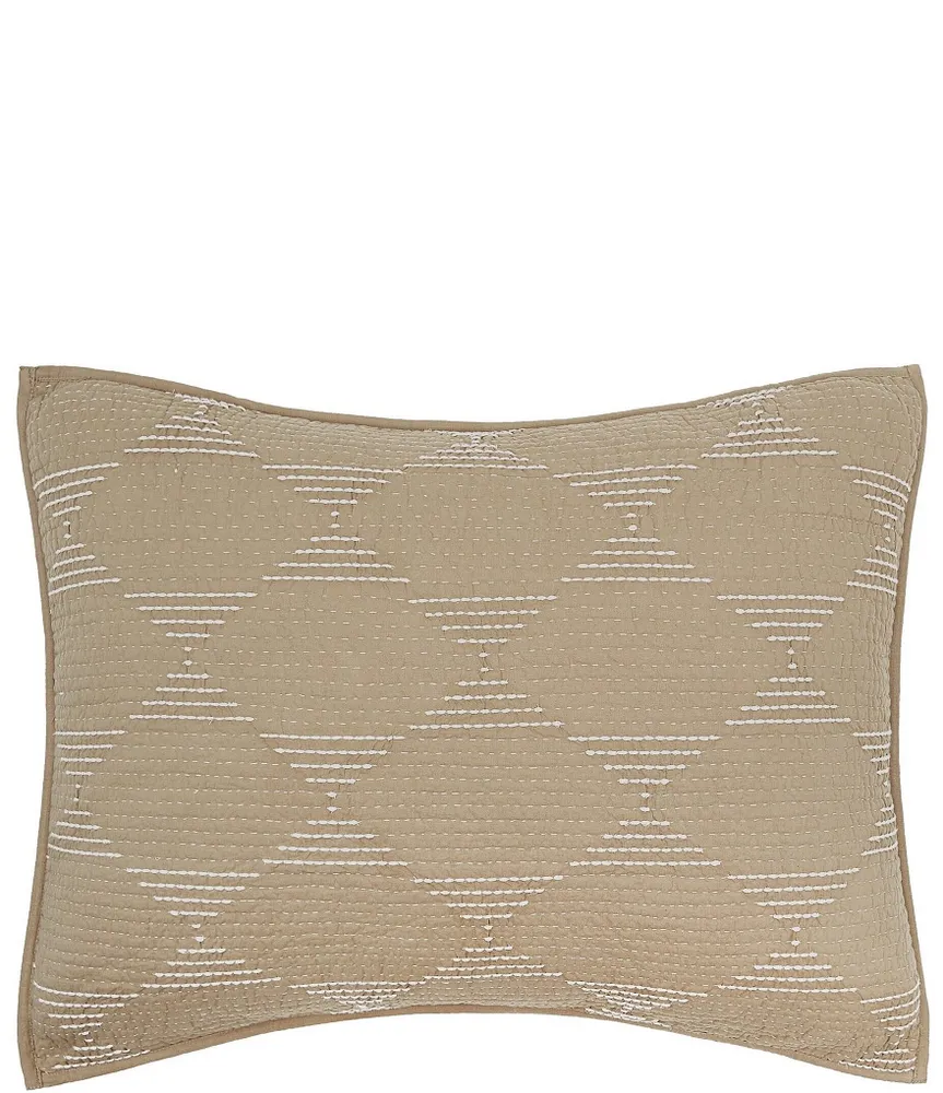 carol & frank Saunders Kantha Stitch Geometric Embroidered Standard Pillow Sham
