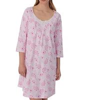 Carole Hochman 3/4 Sleeve Scoop Neck Cotton Jersey Paisley Nightgown