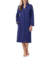 Carole Hochman Cozy Long Sleeve Mandarin Collar Zip Front Quilted Robe