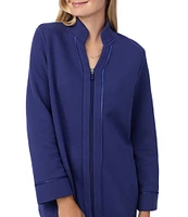 Carole Hochman Cozy Long Sleeve Mandarin Collar Zip Front Quilted Robe