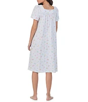 Carole Hochman Floral Print Short Sleeve Sweetheart Neck Jersey Knit Waltz Nightgown