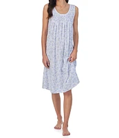 Carole Hochman Floral Print Sleeveless Round Neck Jersey Knit Waltz Nightgown