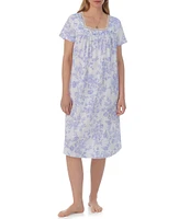 Carole Hochman Floral Short Sleeve Square Neck Cotton Waltz Nightgown