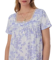 Carole Hochman Floral Short Sleeve Square Neck Cotton Waltz Nightgown