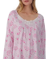 Carole Hochman Long Sleeve Scoop Neck Cotton Jersey Paisley Nightgown