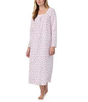 Carole Hochman Long Sleeve Square Neck Jersey Knit Cardinal Floral Print Ballet Nightgown