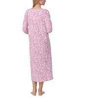 Carole Hochman Long Sleeve Square Neck Jersey Knit Floral Print Ballet Nightgown