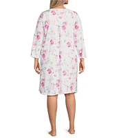 Carole Hochman Plus Size 3/4 Sleeve Scoop Neck Cotton Jersey Floral Nightgown