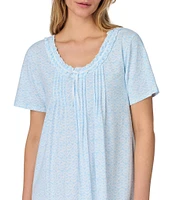 Carole Hochman Printed Short Sleeve Round Neck Jersey Knit Cotton Short Nightgown