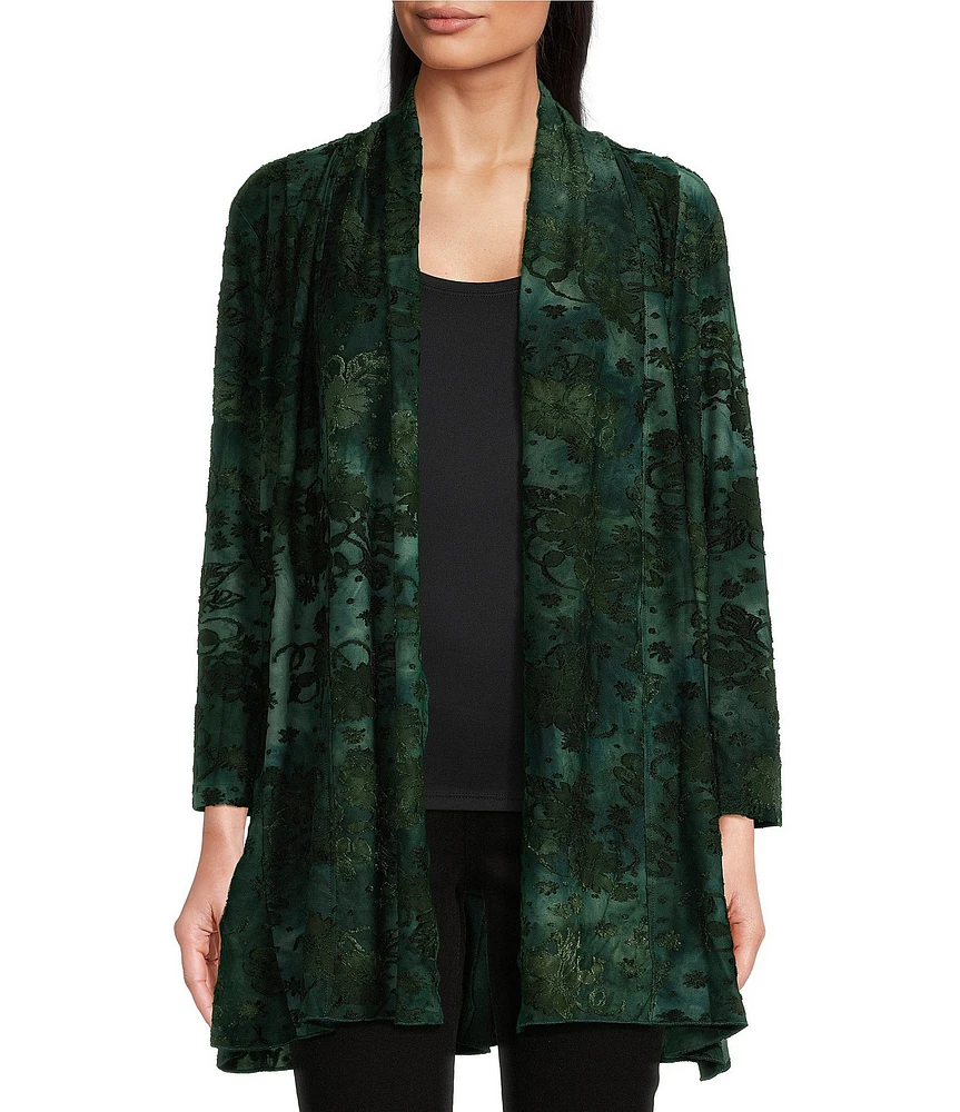Carolee Knit Tie-Dye Open 3/4 Sleeve Cardigan