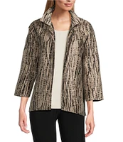 Caroline Rose Abstract Print Jacquard Notched Collar Bracelet Cuffed Sleeve Statement Jacket