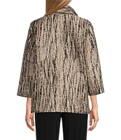 Caroline Rose Abstract Print Jacquard Notched Collar Bracelet Cuffed Sleeve Statement Jacket