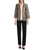 Caroline Rose Abstract Print Jacquard Notched Collar Bracelet Cuffed Sleeve Statement Jacket