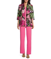 Caroline Rose Abundant Blooms Embroidered Mesh 3/4 Sleeve Open-Front Jacket